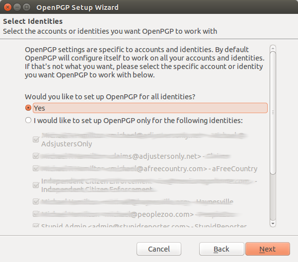 Step 2 of the OpenPGP wizard.