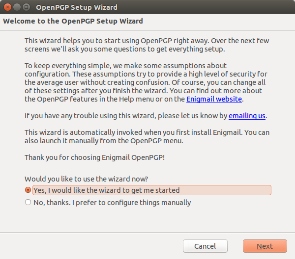 OpenPGP Wizard welcome.