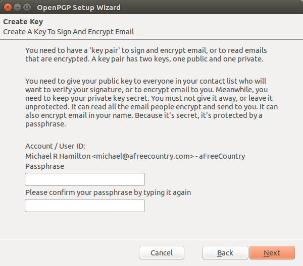 OpenPGP passprhrase creation.